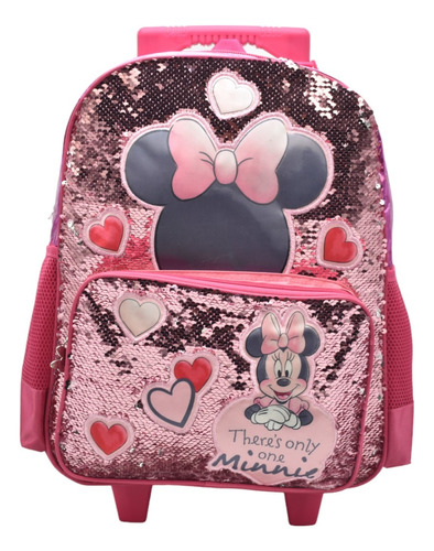 Mochila Minnie Mouse Theres Only One Lentejuela Reversible Con Carrito 163728  Primaria Ruz