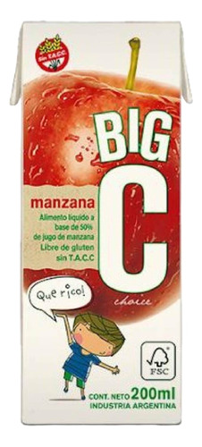 Jugo Big C 200ml Pack X27 Sabor Manzana Suchina Sa