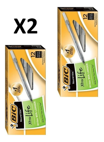 Bolígrafos Bic, 2 Pack De 12 Unidades  Azul  Negro (24)