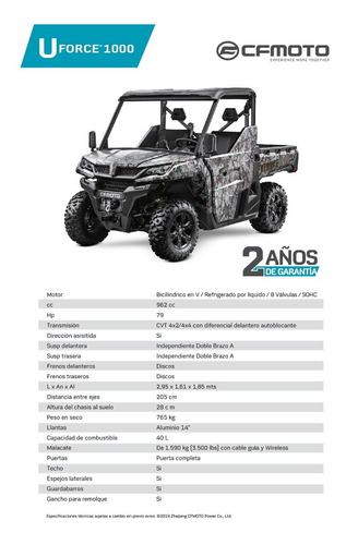 Imagen 16 de 23 de Utv Cf Cfmoto Uforce 1000 Can Am Defender Polaris Palermo