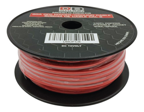 Rollo De Cable Calibre 8 Db Sound 100% Cobre 30 Mts. Dbofc8