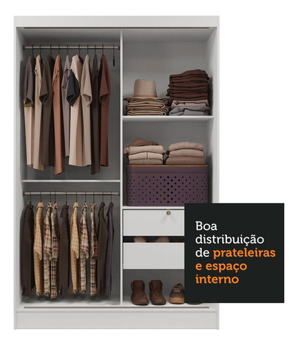 Ropero Closet Madesa 2 Puertas 2 Espejos Con Pies Bb Color Blanco