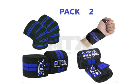 Muñequeras Crossfit + Venda Rodilla Knee Wraps Gym Pack 2 