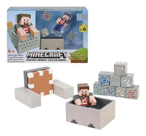 Set Steve Minecraft Lanza Y Choca - Mattel