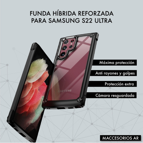 Imagen 2 de 10 de Funda Hibrida Reforzada Compatible Samsung S22 Ultra