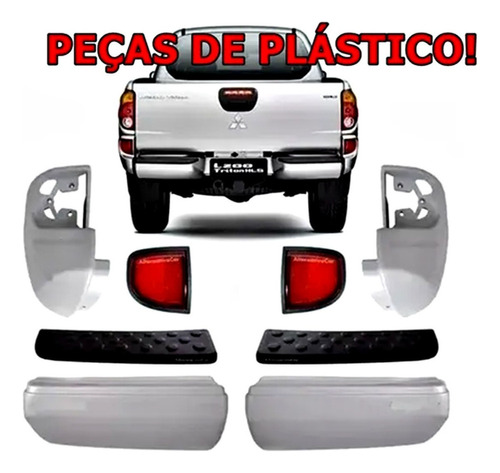 Kit Parachoque Pisante Polaina Traseiro L200 Triton Plástico