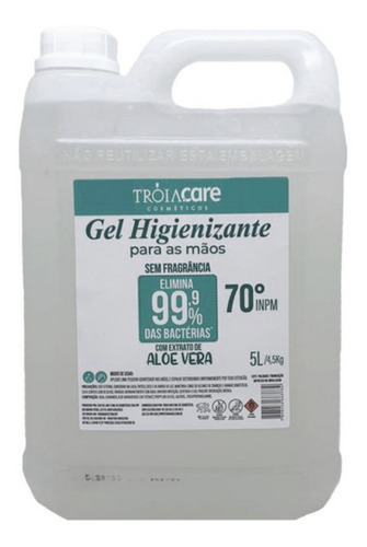 Alcool Gel 70% Antisséptico, Bactericida 4,5kg E Anvisa