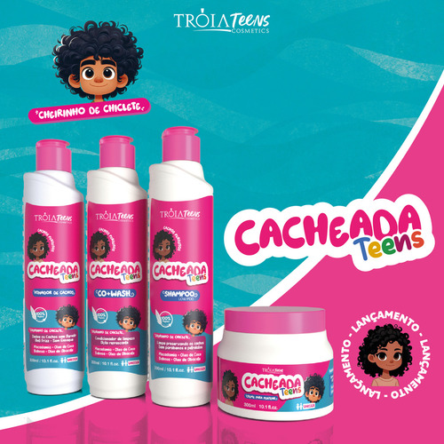 Kit Cacheada Teens Cheiro De Chiclete + Escova Polvo Tróia