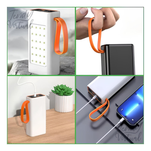 Power Bank 30000mah Carregador Portátil Super Rápido Com Fonte Solar 4 Portas De Carregamento Usb 2 Portas Usb-c 1 V-micro E 1 Compatível Com iPhone Powerbank Turbo Power Bank Carregador Portátil