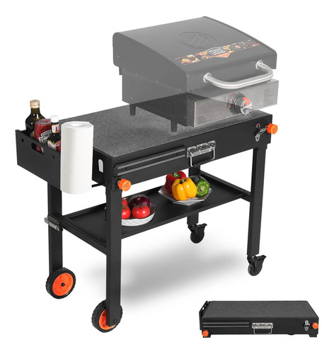 Mesa De Parrilla Portatil Para Exteriores, Carrito Plegable