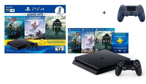 Ps4 Slim 1tb Hits Bundle 4 + Psn Plus + 2 Controles / 12 Cts