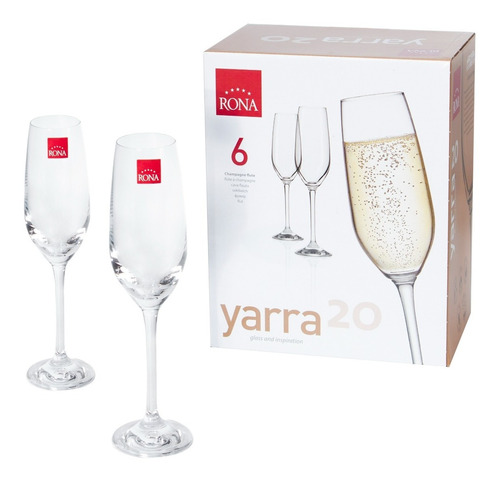 Set Copas X6 Cristal 205ml Champagne Rona Juego Copa Flauta