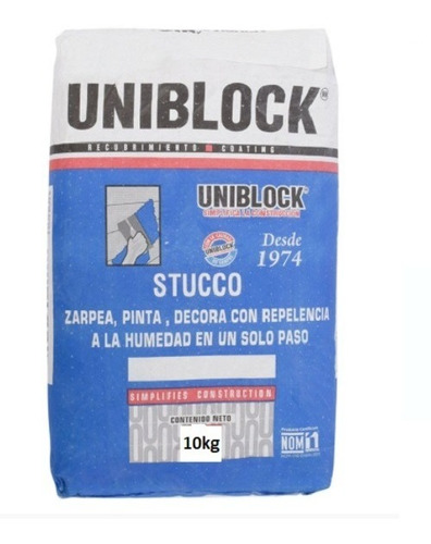Estuco Uniblock Blanco 10kg Interior/exterior Liso