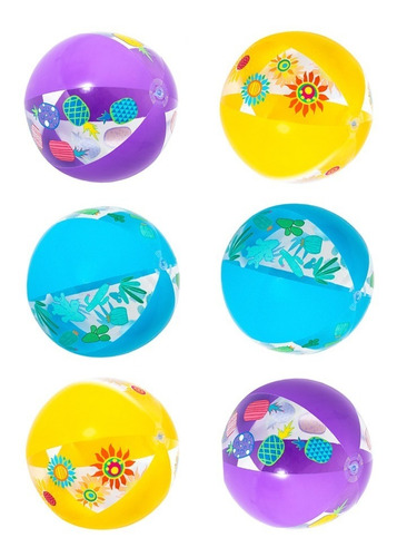 Pelota De Playa Inflable De Colores Bestway Mayoreo 6 Piezas