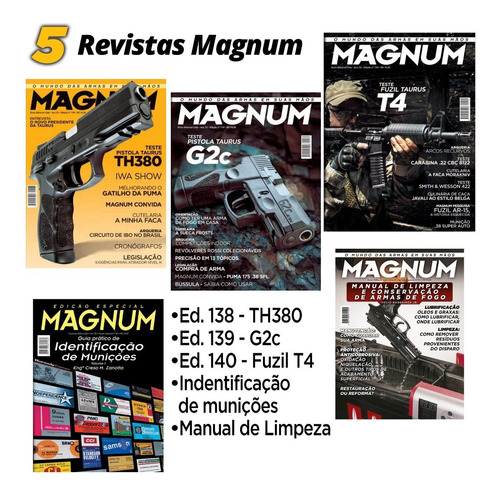 5 Clássicos Magnum: Manual Limpeza, Munição, T4, G2c, Th 380