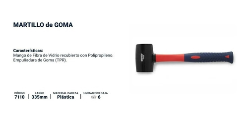 Imagen 3 de 6 de Martillo De Goma Bremen 450 Gramos Mango Fibra 7110