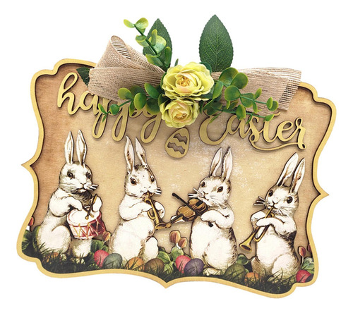 Letrero De Puerta Con Forma De Conejo De Pascua, Decoración