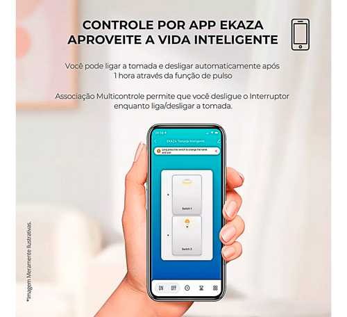 Tomada Inteligente Dupla 10a Wifi Usb+usb-c 4x2 Ekaza Alexa