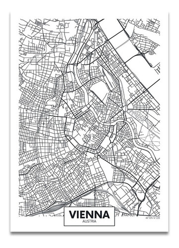 Cuadros Decorativos Mapas Ciudades Marco De Madera 50x70cm