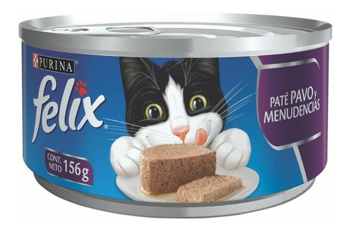 24 Latas De Felix  Para Gato 156grs Pate Pavo Y  Menudencias