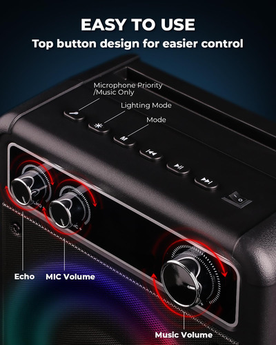 Máquina De Karaoke, Altavoz Bluetooth Portátil Con 2 Micrófo