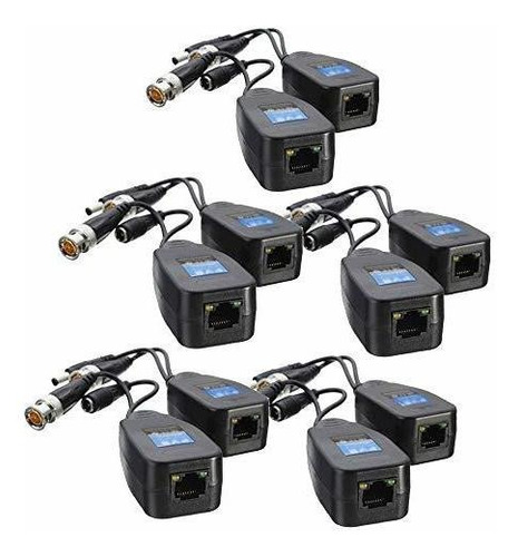 5 Par Pasivo Video Cat5e 6 Rj45 Cctv Coaxial Bnc Hd Cvi