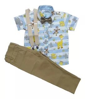 Roupa Safari Arca De Noé Conjunto Social Infantil Menino