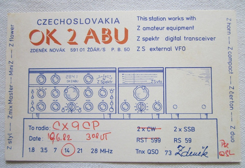 Antigua Postal Qsl Radio Aficionado Czechoslovaquia 1982