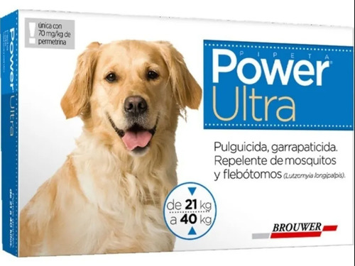Power Ultra 21kg A 40 Kgs Pipeta Para Perro- Pulguicida