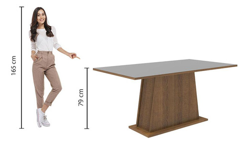 Mesa de Comedor Rectangular Madesa 5364 Color Marron/Gris