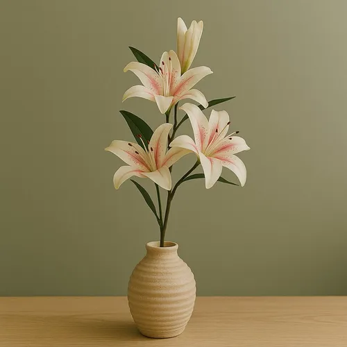 Lirio De 4 Cabezas Blanco Lila 80cm Artificial
