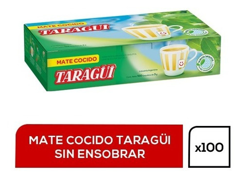 Taragui Mate Cocido 100 Saquitos Sin Sobre Pack 4 Unidades .