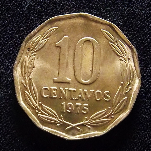 Chile 10 Centavos 1975 Sin Circular Km 205