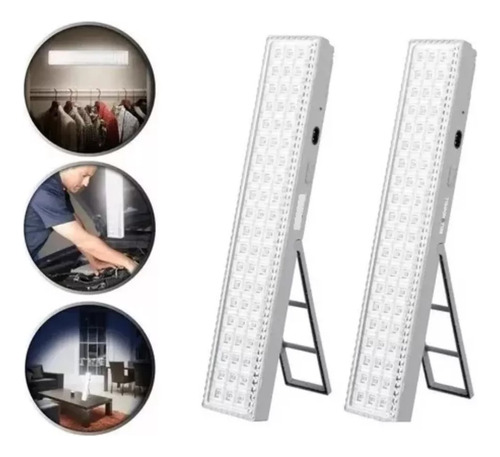 Pack 2 Lampara De Emergencia 60 Led Luz Recargable