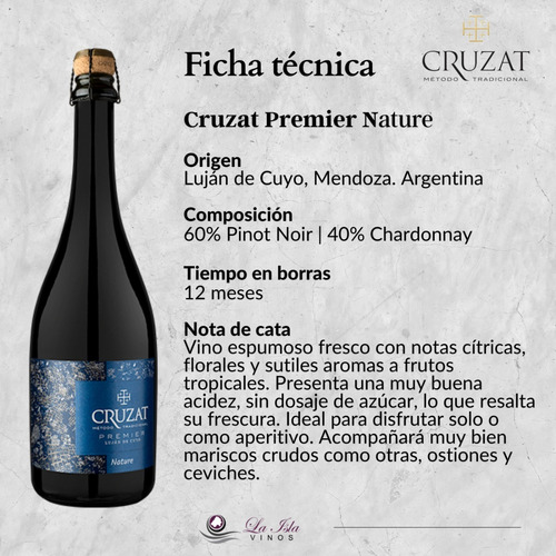 Imagen 2 de 10 de Espumante Cruzat Premier Nature Caja X 6 X 750ml. - Envíos