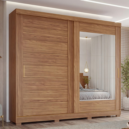 Guarda-roupa Casal 2 Portas De Correr 8 Gavetas Com Pés Wt
