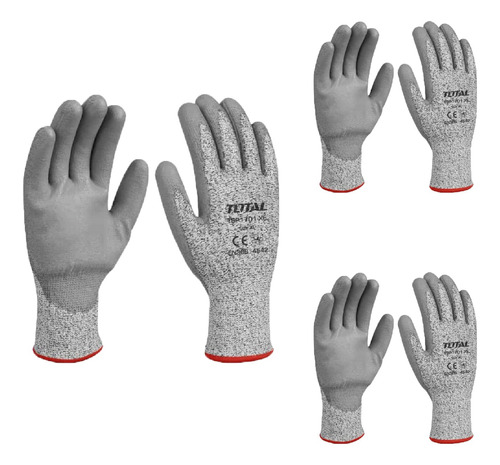 Guantes De Trabajo Anti Cortes Abrasiones Xl Caucho Pack X 3