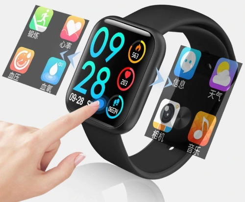 Imagem 7 de 9 de Relógio Inteligente P80 Smartwatch Preto C/ 2 Pulseiras