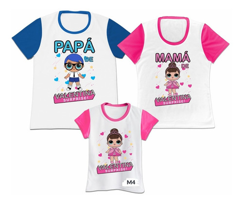 Franela Set 3 Papa Mama Hija Lol Surprise Poliester