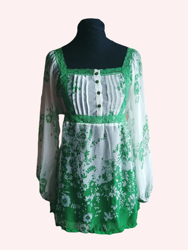 Blusa De Mujer D Gasa Blanca Y Verde Stradivarius T.l Import