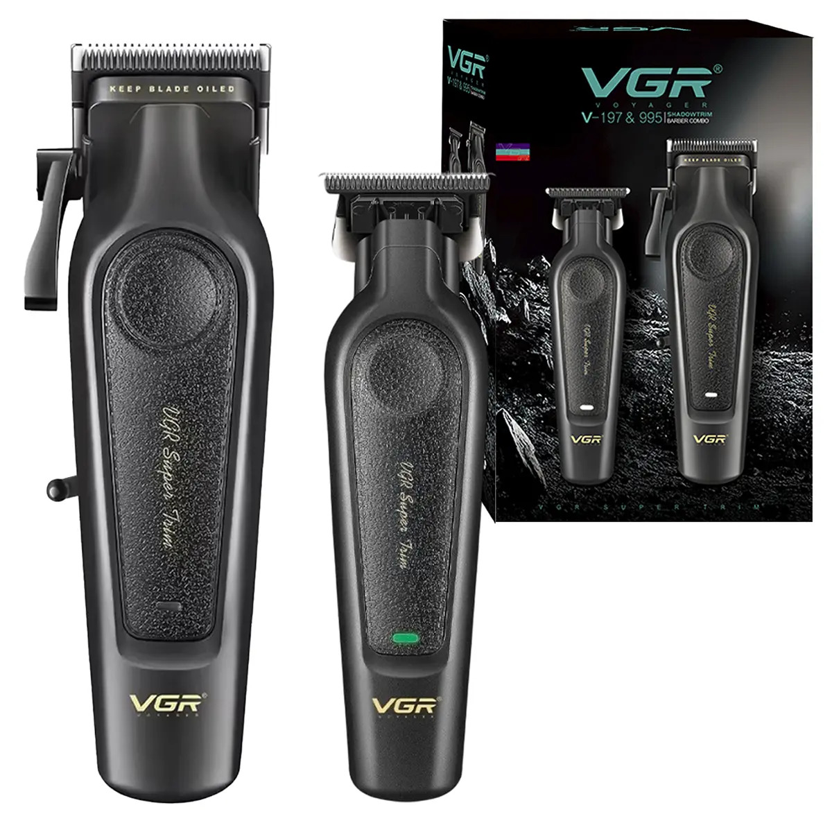 Maquina Corta Pelo Vgr Barba Trimmer V-197 & V-995 Usb Color Negro
