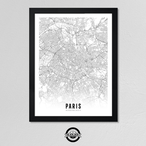 Cuadro Mapa Ciudades Paris Francia Deco Nordico 30x40 Mad