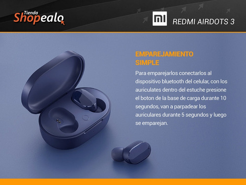 Imagen 3 de 9 de Auriculares In-ear Bluetooth Xiaomi Redmi Airdots 3 Azul