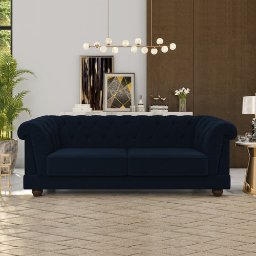 Sofa 3 Lugares 220 Cm Ponteio Veludo Sl 948 Moll