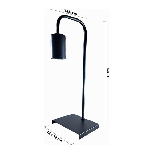 Lampara Velador Nórdico Industrial Negro / Blanco Apto Led