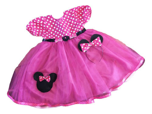 Vestido Inspirado Minnie Mouse Con Vincha