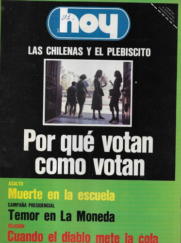 Revista Hoy 555 / 13 Marzo 1988 / Chilenas Y Plebiscito