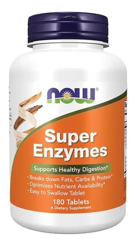 Super Enzymes 180 Capsulas, Now