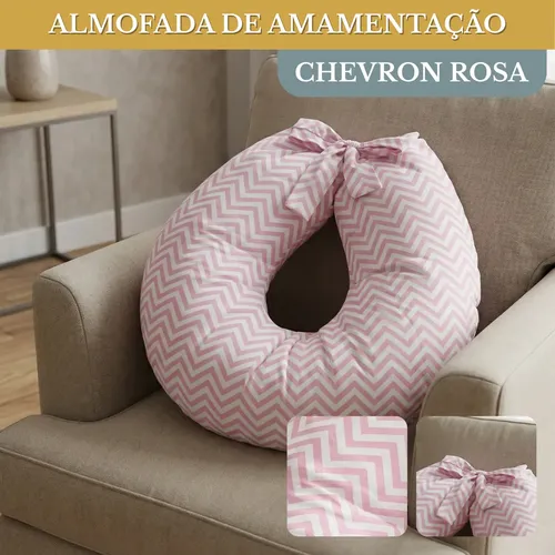 Almofada De Amamentação Para Bebe Travesseiro Super  Macio Algodão -  Chevron Rosa