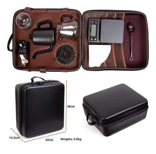 Kit De Cafetera Manual 9 Piezas Portatil Para Camping Viajes